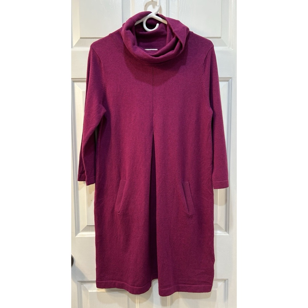 NWT Tyler Boe Kim Dress Sz M Purple Sangria Cowl Neck 3/4 Sleeve Pockets Preppy